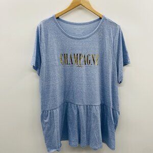 Lane Bryant Womens Plus Size 18/20 Champagne All Day Short Sleeve Peplum Tee 830